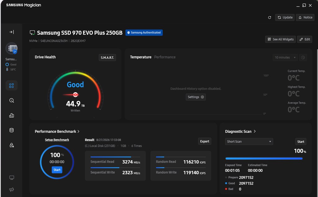 Samsung 970 EVO Plus 250GB NVMe M.2 SSD Temiz, Sorunsuz - 3