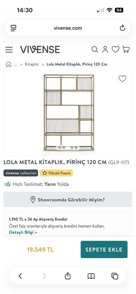 vivense metal pirinç kitaplık - 3