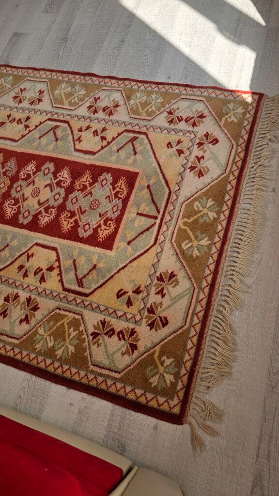 El dokuma yün Milas halısı 120x190 hatasız - 3
