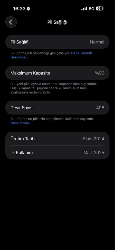 iPhone 16 Pro Max Siyah 1 TB %90 PİL SAĞLIĞI APPLE TR GARANTİLİ - 4