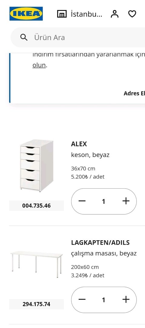 IKEA LAGKAPTEN 200/60 Çalışma masası + Alex çekmece komidin ve 4 ayak - 3