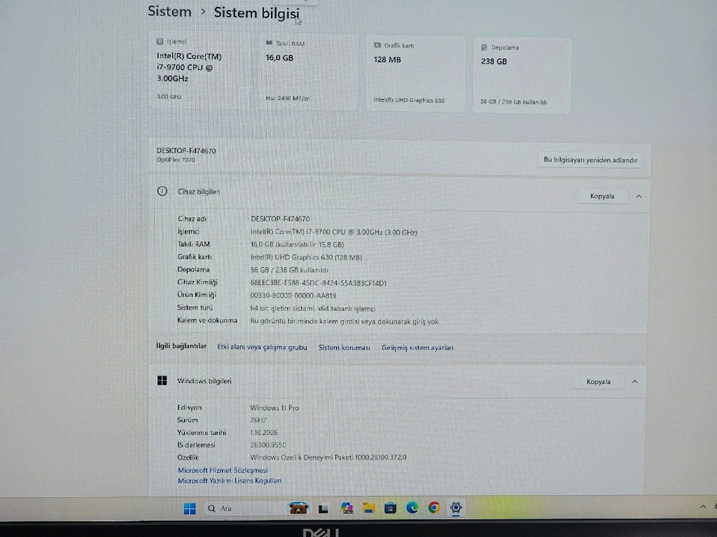 Dell OptipPlex 7070 | i7-9700 16GB ram 256GB NVMe SSD W11Pro - 5