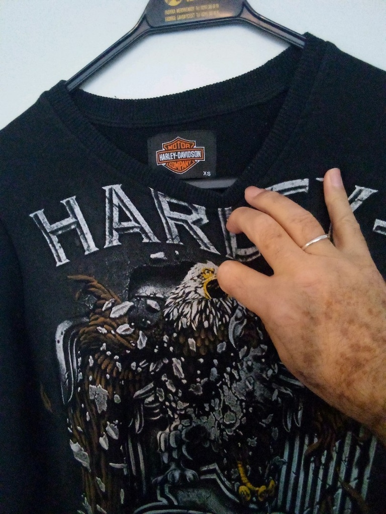 Harley Davidson kalın siyah t-shirt orijinal kartal işlemeli.L M — görsel 2/6
