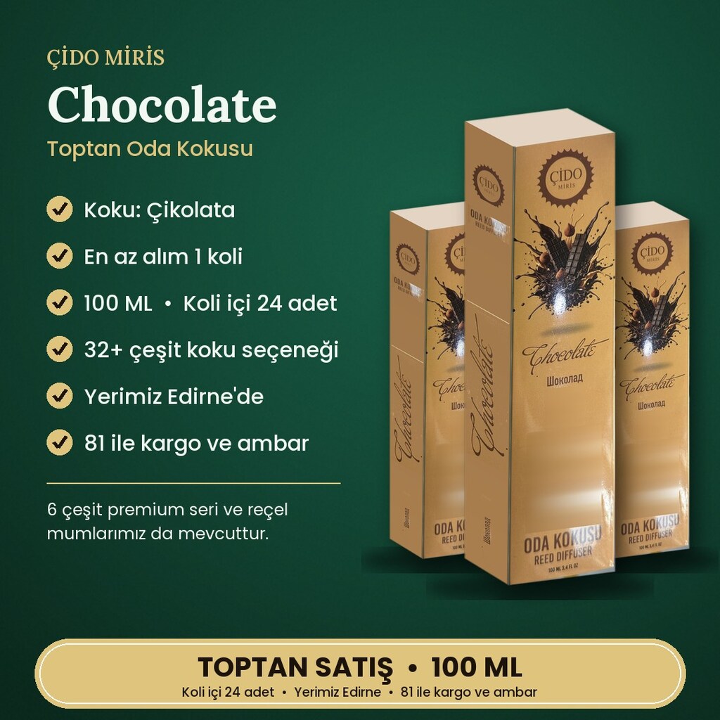 ÇİDO MİRİS CHOCOLATE (ÇİKOLATA) ODA KOKUSU 100ML TOPTAN 24'LÜ KOLİ - 2