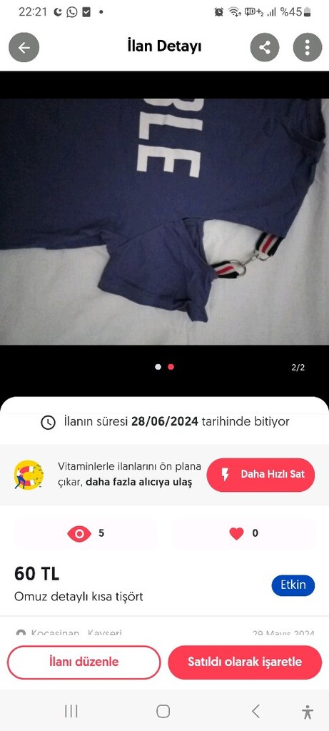 Kısa tişört omuz detaylı beli kısa - 2