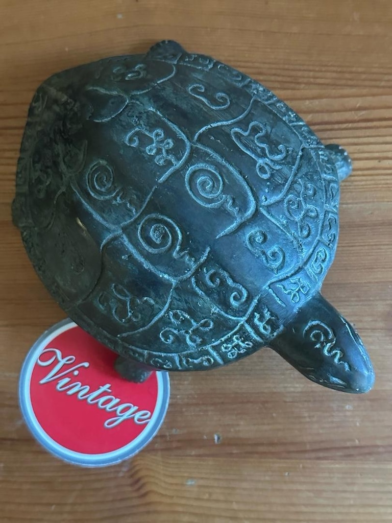 NADİR! 862gr.Vintage Bronz spiritüel Kaplumbağa - 8