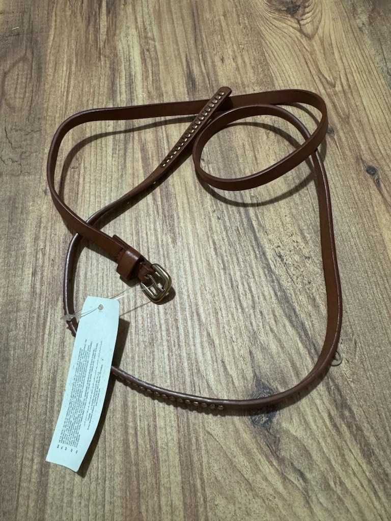 İnce Kadın Kemeri – Kahverengi, Zımba Detaylı (Etiketli) 120 cm - 3