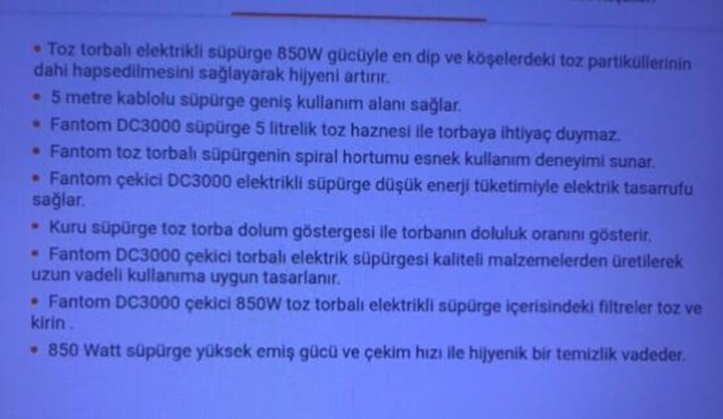 FANTOM DC 3000 Çekici Torbalı Elektrik Süpürgesi Güçlü Çekiş Gücü - 16