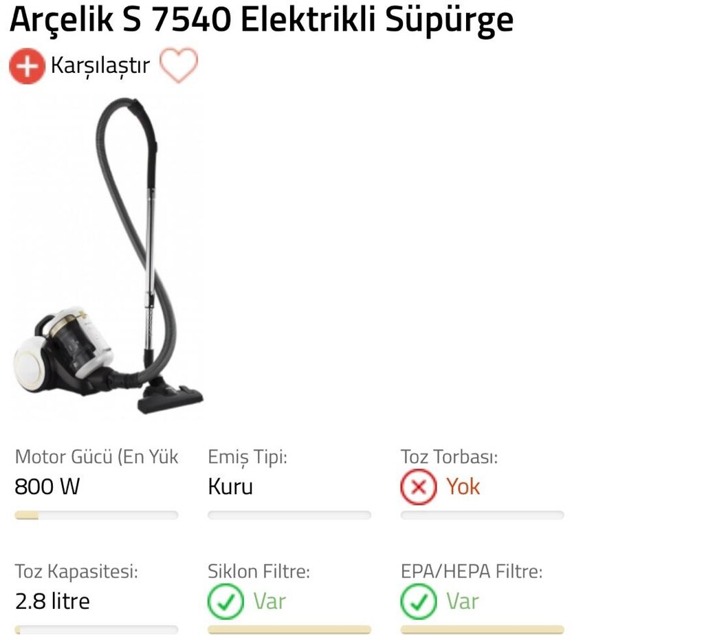 ARÇELİK PERLA KURU ELEKTRİK SÜPÜRGESİ - 5