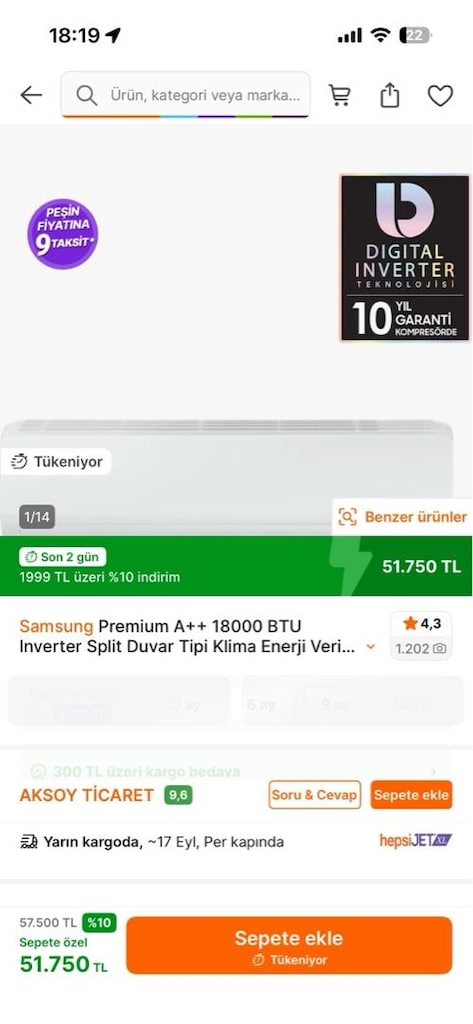 Samsung Klima 10 yıl garantili 2025.07 de alındı Hatasız - 3