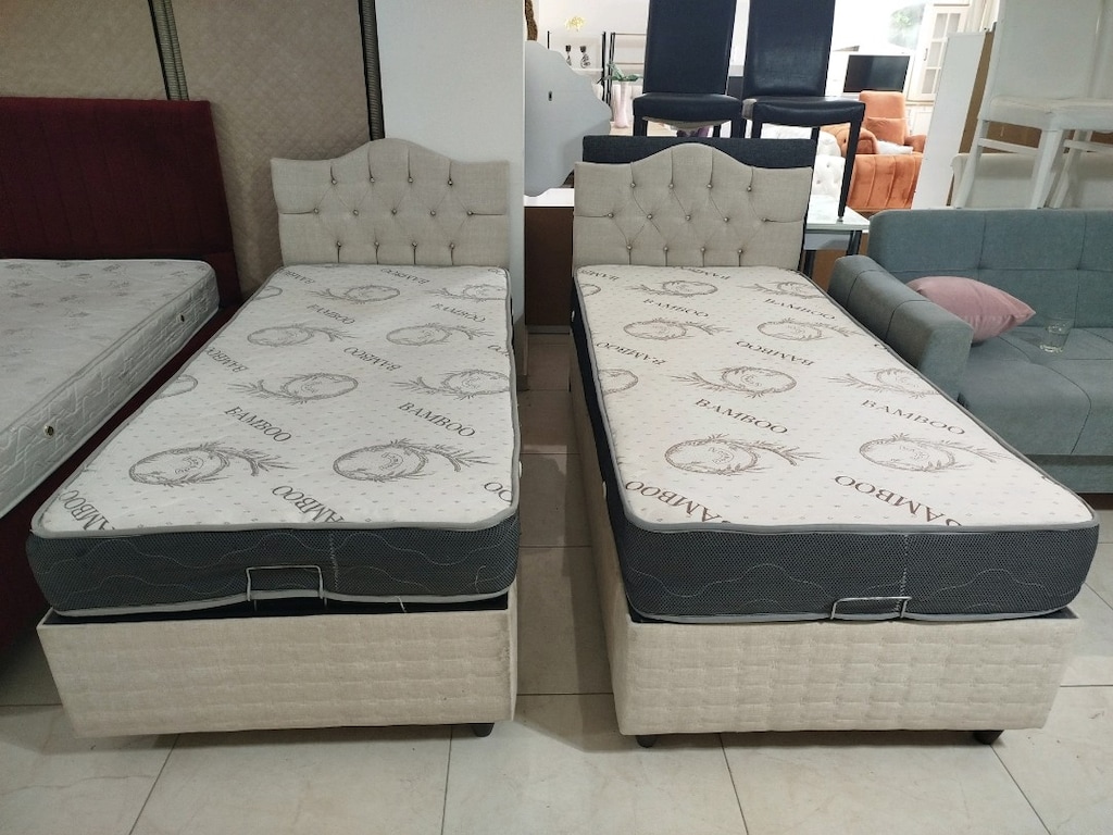 iki adet tek kişilik baza başlık yatak - 2