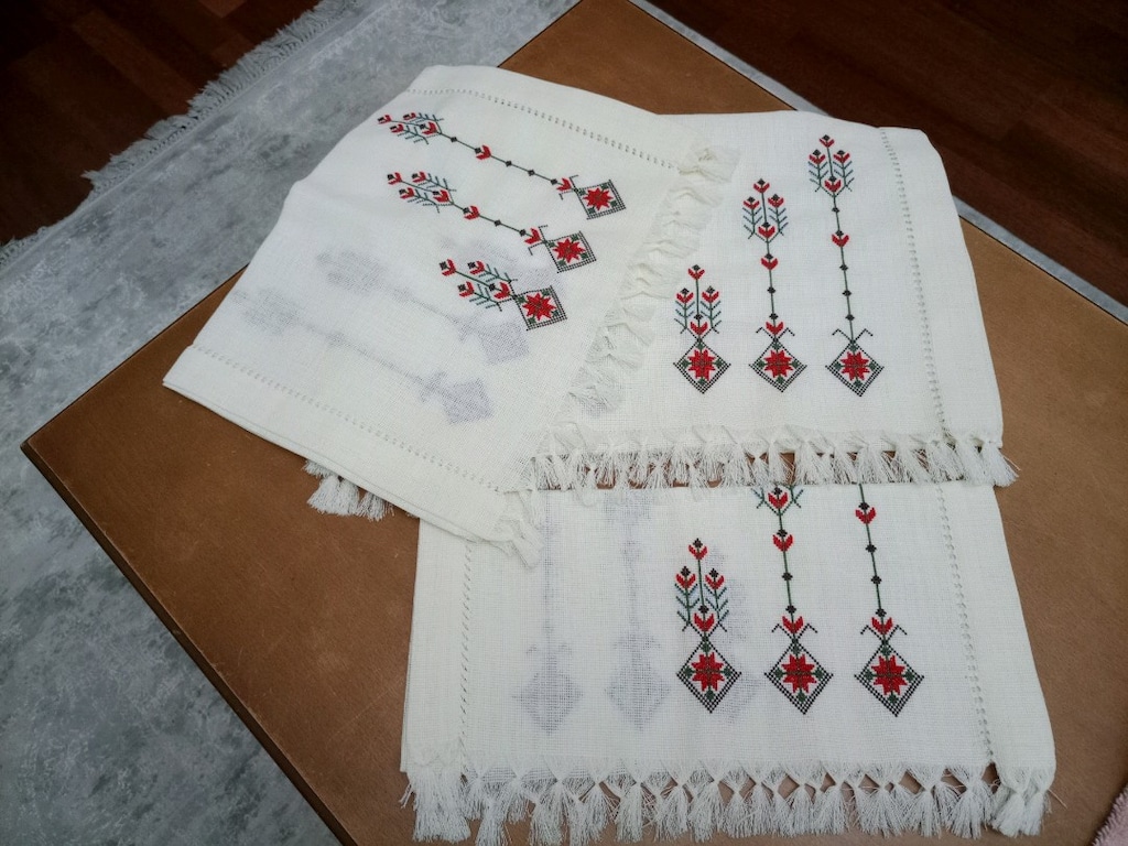 kanaviçe 3 lü salon takimi - 2
