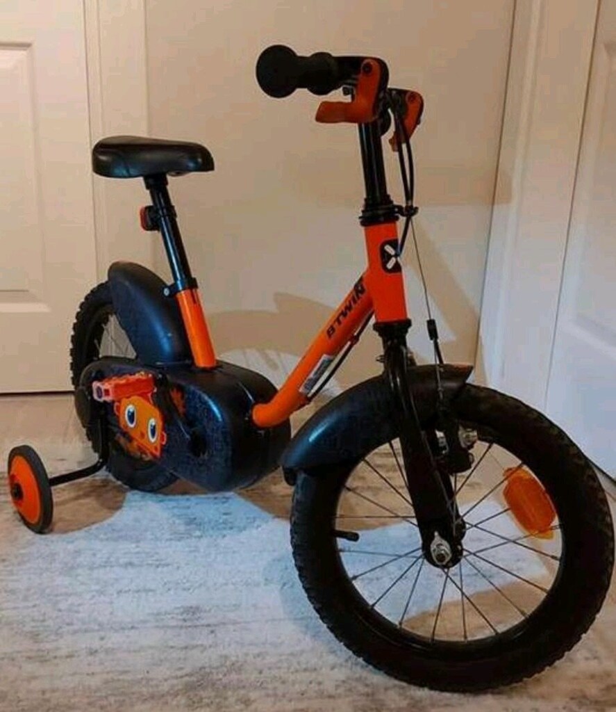 btwin Decathlon 500 14 jant 3-7 yaş turuncu renk robot desenli bisikle - 2