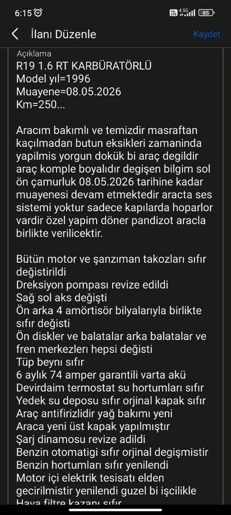 r19 europa 1.6 bakımlı ve yeni muayene 2028 - 17