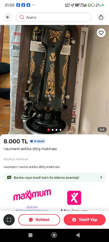 NOUMANN Alman Antika Dikiş makinası - 7