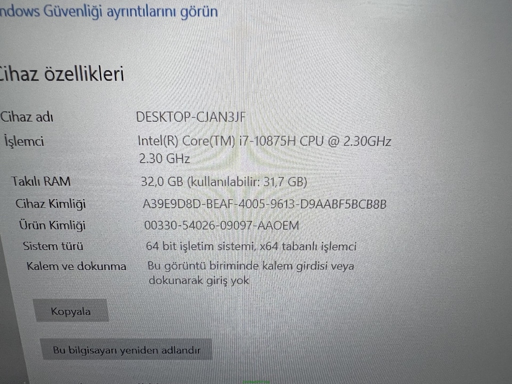 THİNKPAD İ7 10. NESİL 32 GB RAM 1 TB M2SSD QUADRO T2000 - 6