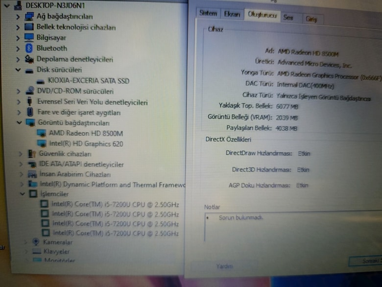ASUS Oyuncu – i5 7. Nesil / 8GB RAM / 240GB SSD / AMD Radeon Ekran Kar - 7
