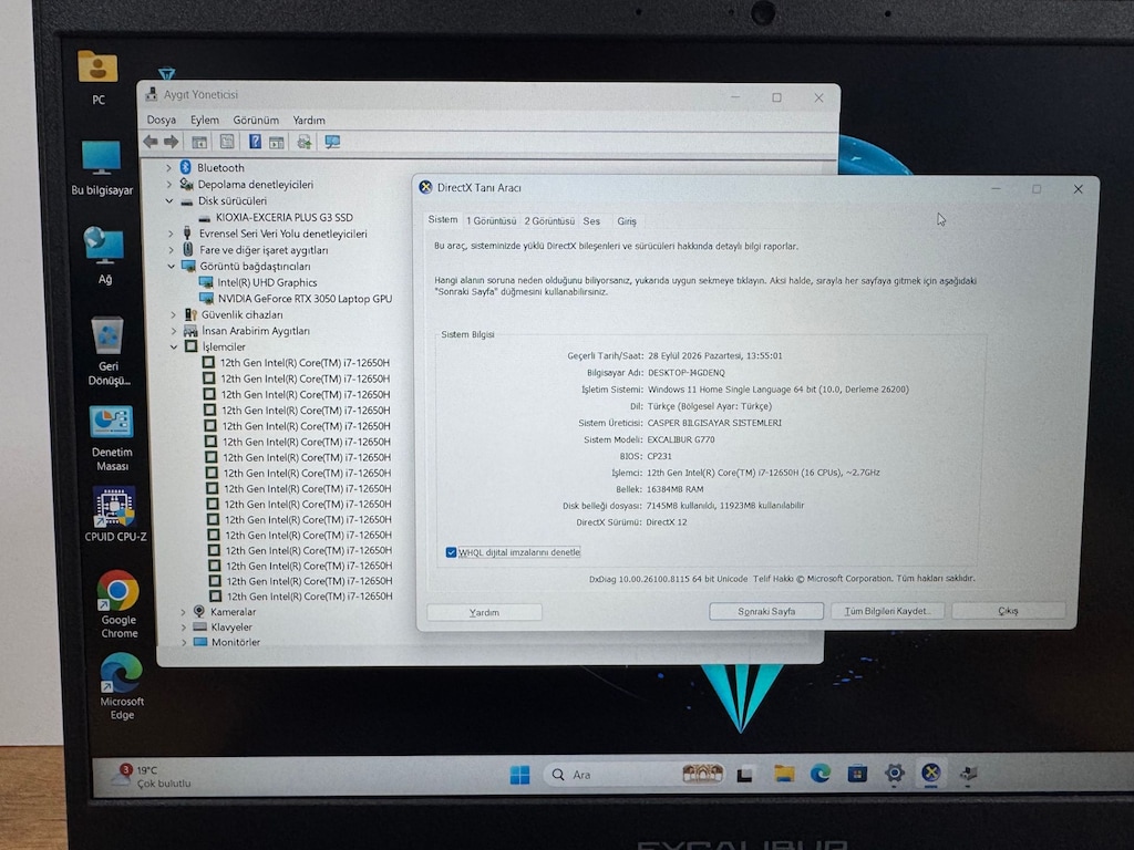 EXCALİBUR G770 İ7-12650H 16 GB 1 TB SSD RTX3050 LAPTOP - 6