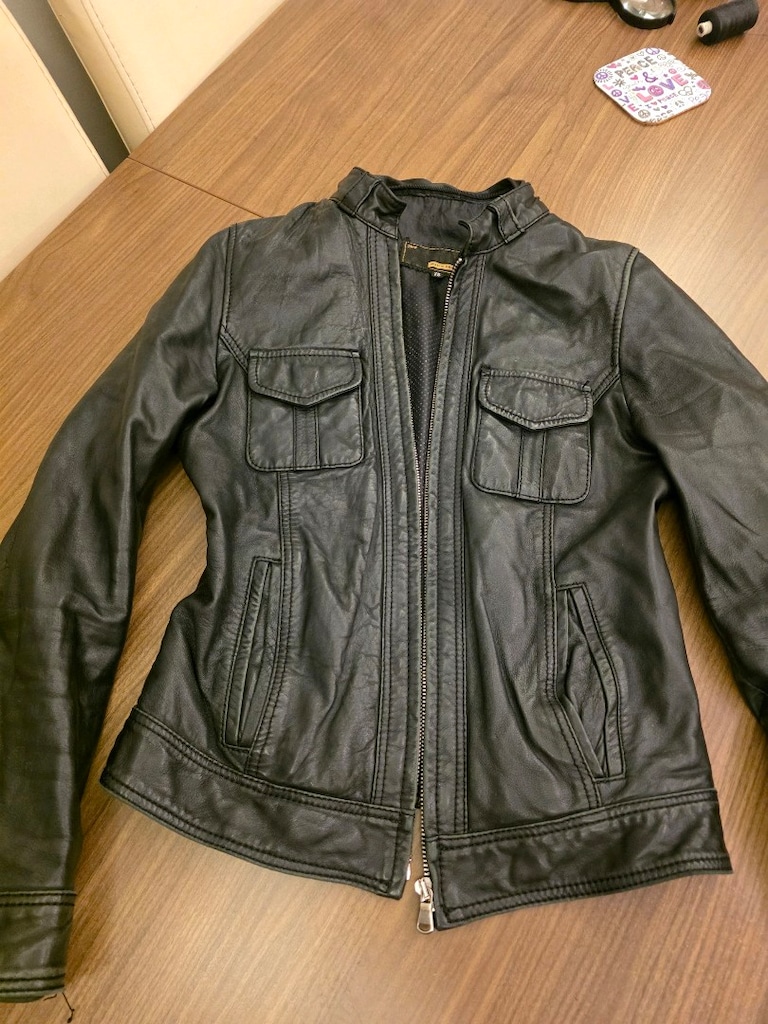 siyah hakiki deri biker ceket - 2