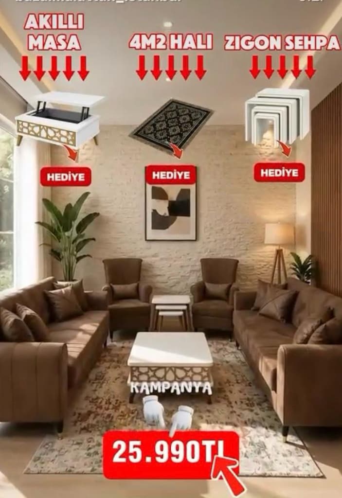 Koltuk Takımı imalattan sıfır Sehpa masa halı hediyeli - 7