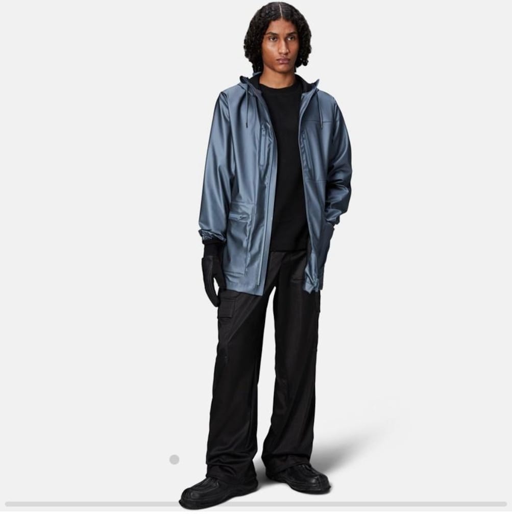 RAINS Cargo Long W3 Unisex Mavi Yağmurluk – M Beden – Sıfır - 4