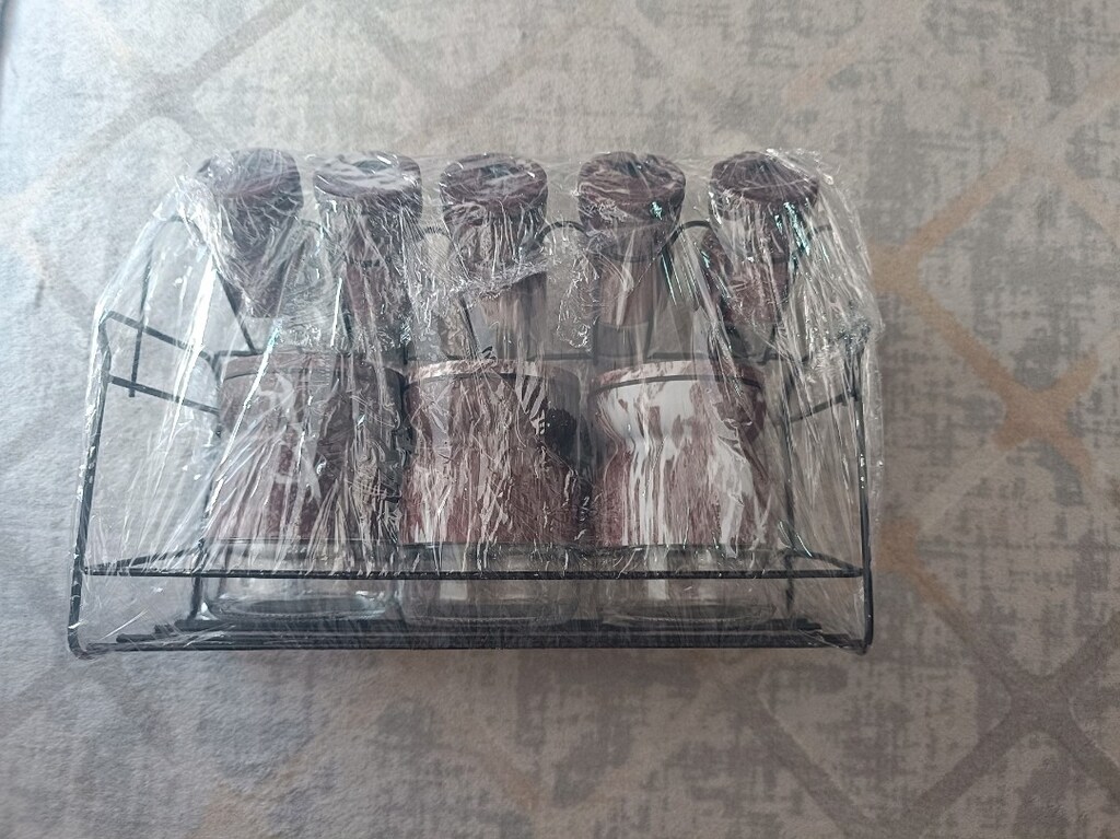 Mermer desenli vakumlu kapak Baharatlık seti ambalajlı yeni - 6