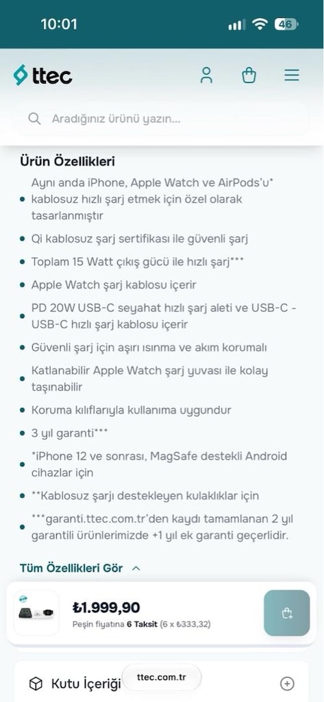 ttec SmartCharger Air+ iPhone+Apple Watch+AirPods Kablosuz Hızlı Şarj - 5