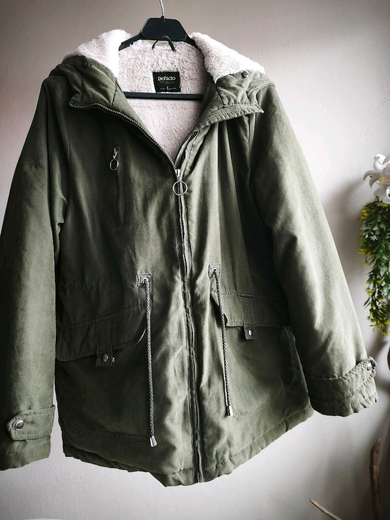DeFacto İçi Peluş ve Kapitone Detaylı Haki Kadın Parka Mont – L Beden - 8