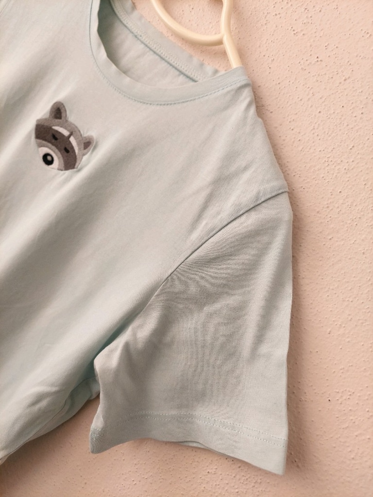 Trendy Açık Mavi resim Baskılı Tişört - 3