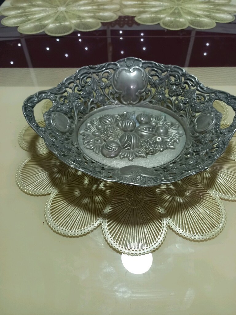 Alman gümüşü kabartmalı meyve tabağı - 2