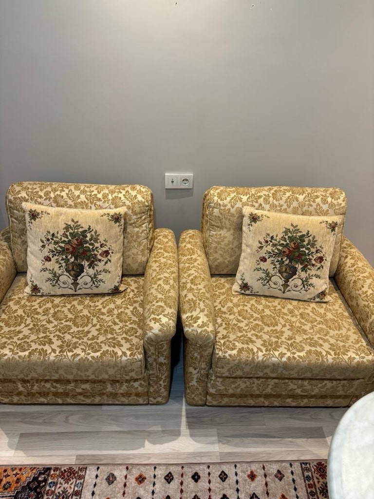 Fransız Taşra (Provincial) Tarzı Şık Bej-Altın Salon Takımı - 3