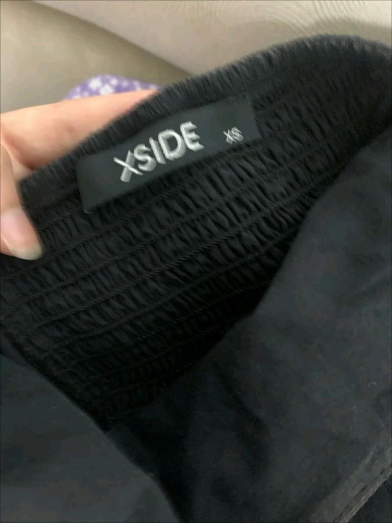 XSIDE Siyah Katlı Uzun Elbise - XS Beden (İnce Askılı & Sırtı Gipe Büz - 3