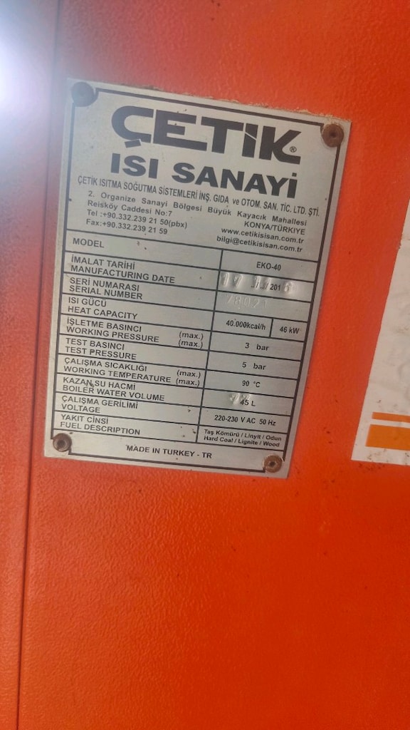 çift dairelik kalorifer kazanı(Çetik EKO-40 (40.000 kcal/h / 46 kW) - 6