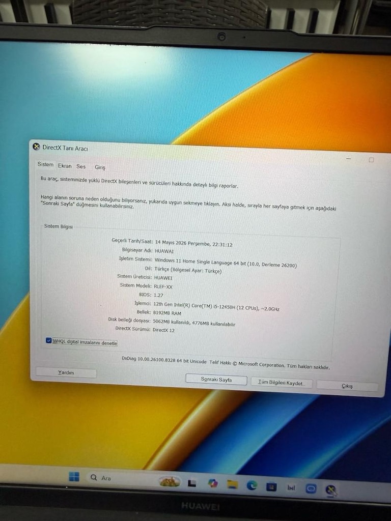 HUAWEİ D16 i5 12 (08) 8 ram 512 ssd m2 - 5