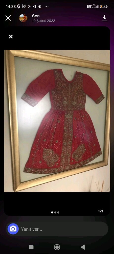 Antika Osmanlı Altın Sırma Kaftan Tabla - 2