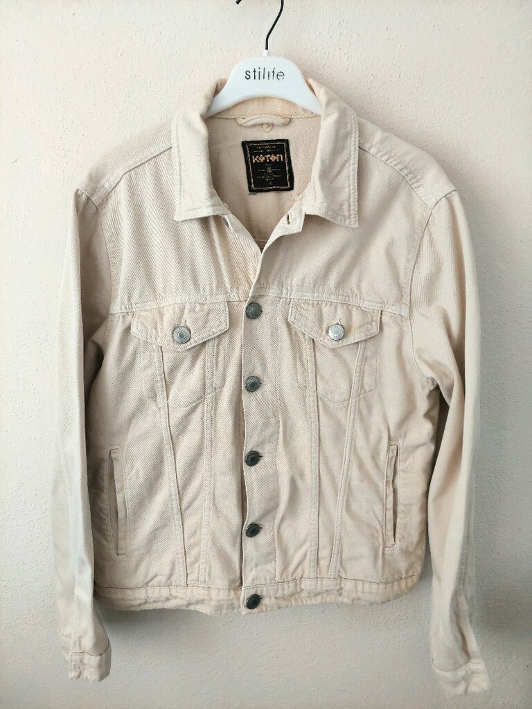 KOTON bej-krem rengi cepli Jean ceket - 2