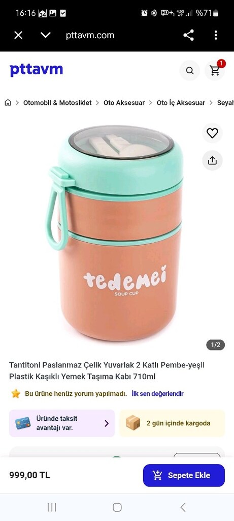 Tantitoni yemek taşıma kabı. Çelik Yemek kabı. Tertemiz. - 3