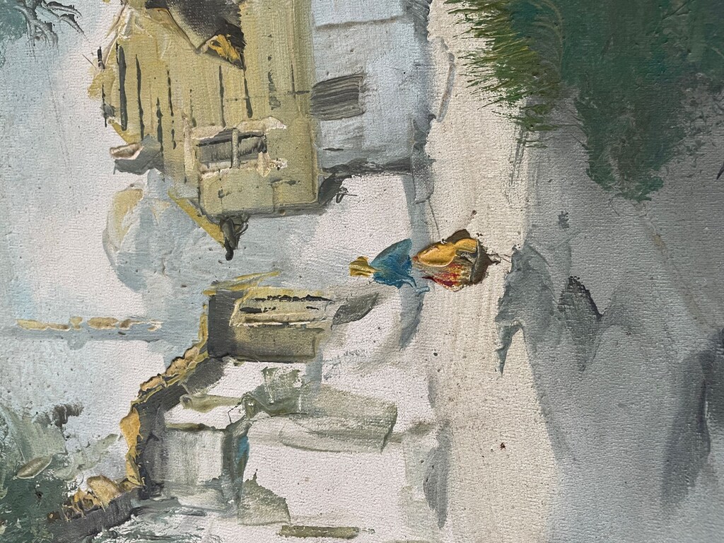 E. Uz İmzalı Büyük Boy Antika Yağlıboya Tablo (81x61 cm) - 5