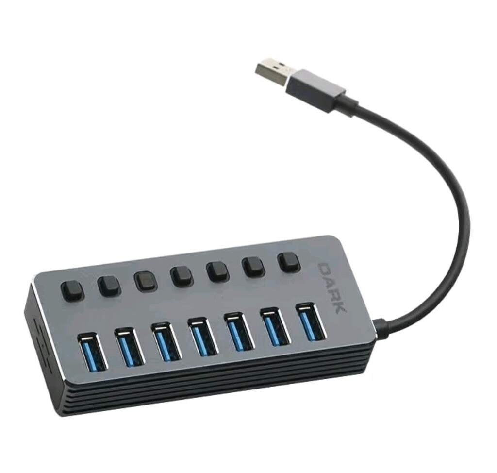 DARK Connect Master 7+1 Hızlı Şarj Adaptörlü USB Hub, USB 3.0 - 5