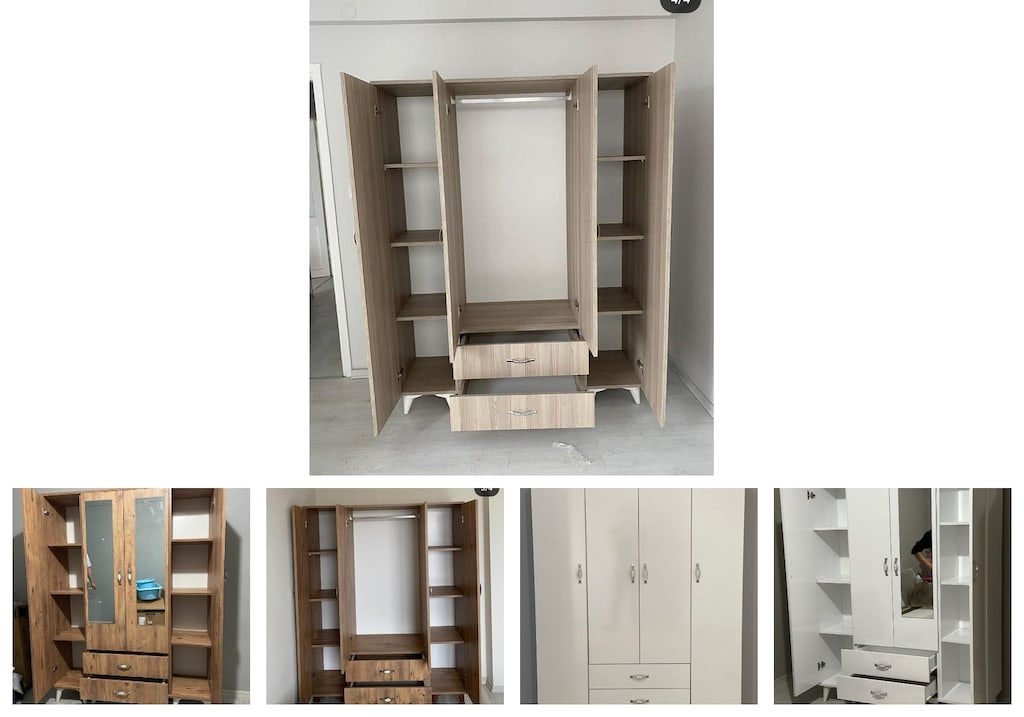 4 kapaklı elbise dolabı fdkghkppbw - 2