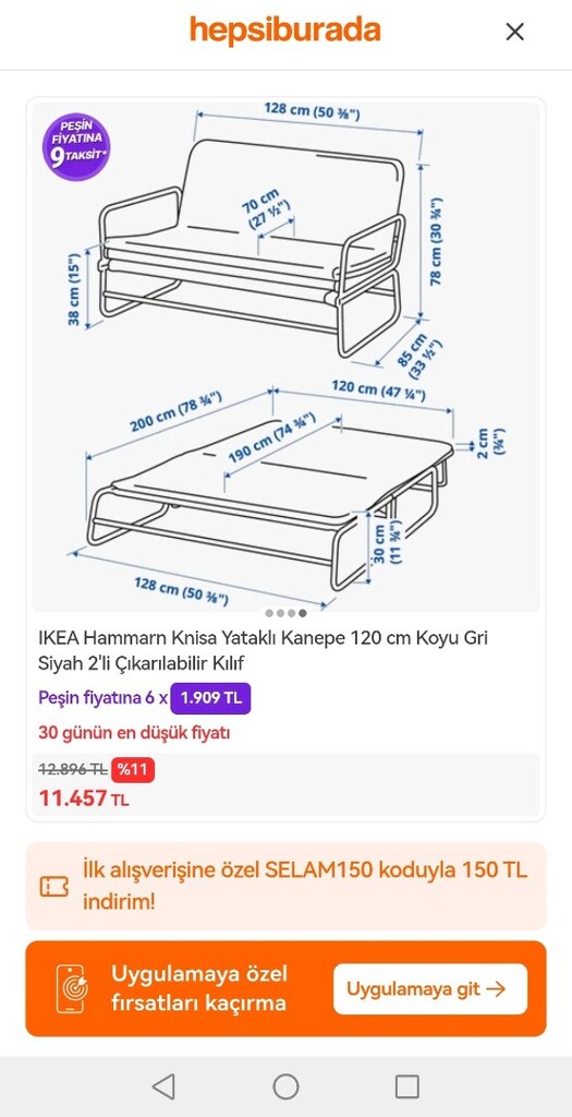 ikea yatak olabilen koltuk - 3
