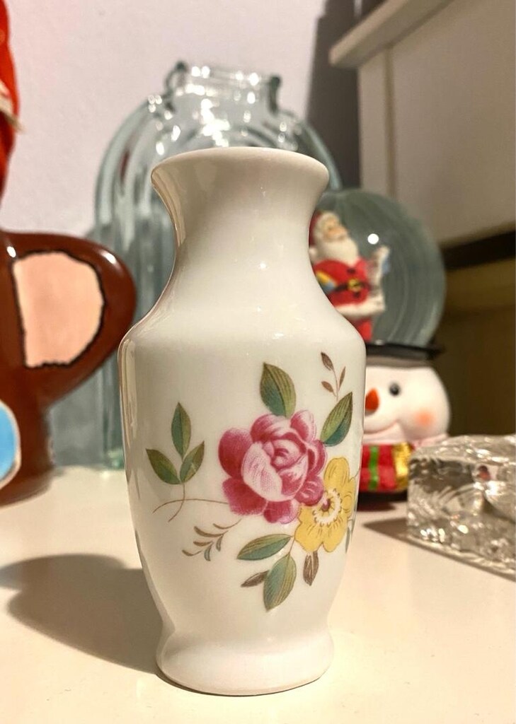 Vintage El Yapımı Mini Porselen Vazo - 2