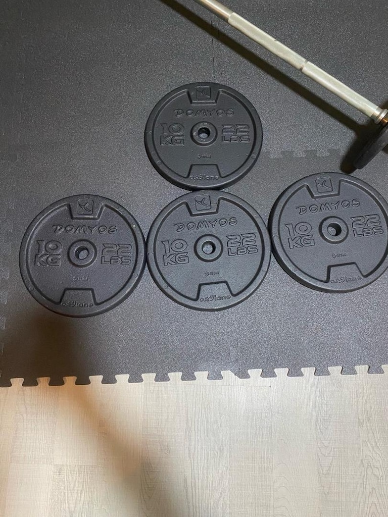 Decathlon Domyos 175 cm Halter Barı + 4x10 kg Döküm Plaka (48,7 kg) - 3