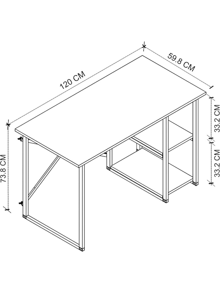 60x120 Raflı Çalışma Masası - 3