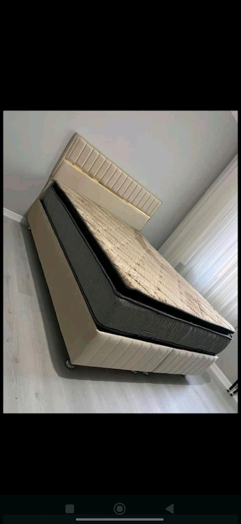 krem çift kişilik baza yatak - 5