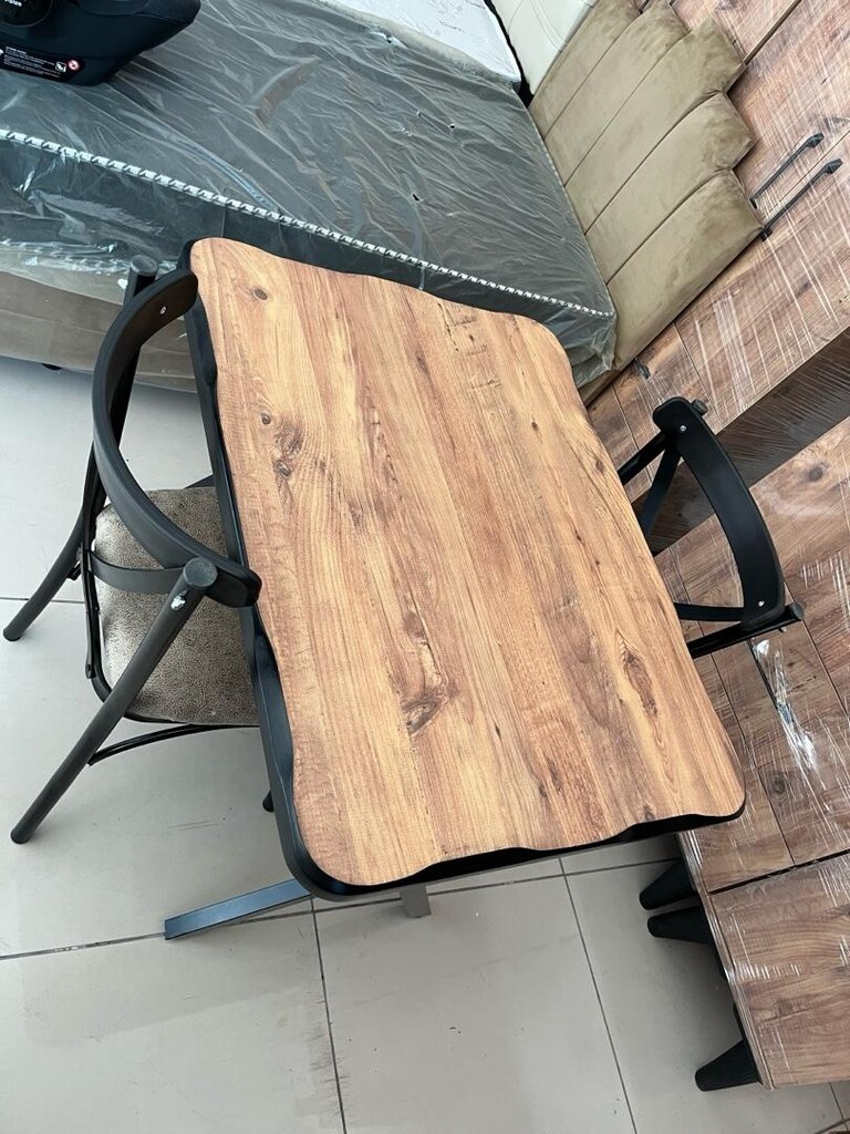 90*70 cm mdf kütük masa 2 adet sandelye - 3