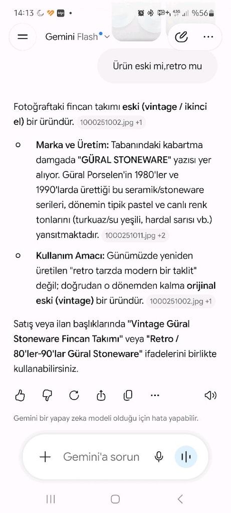 Vintage Güral stoneware porselen fincan. Vintage renk melamin tabak. - 13