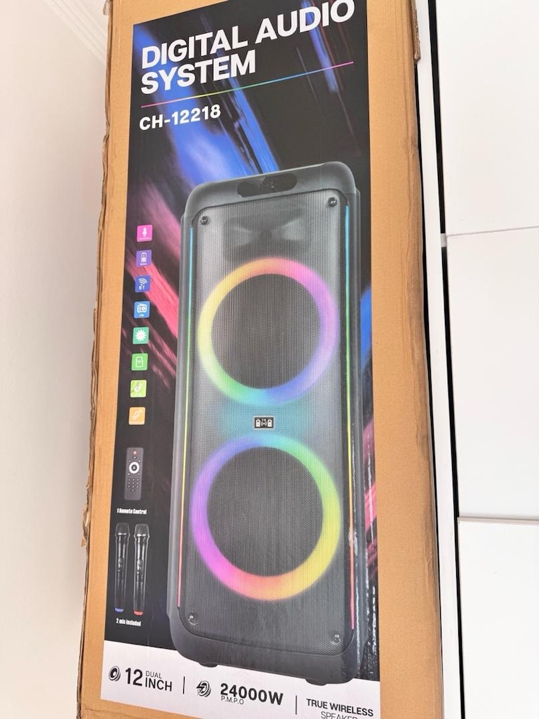 CH-12218 24000W Bluetooth Party Hoparlör + 2 Kablosuz Mikrofon - 2