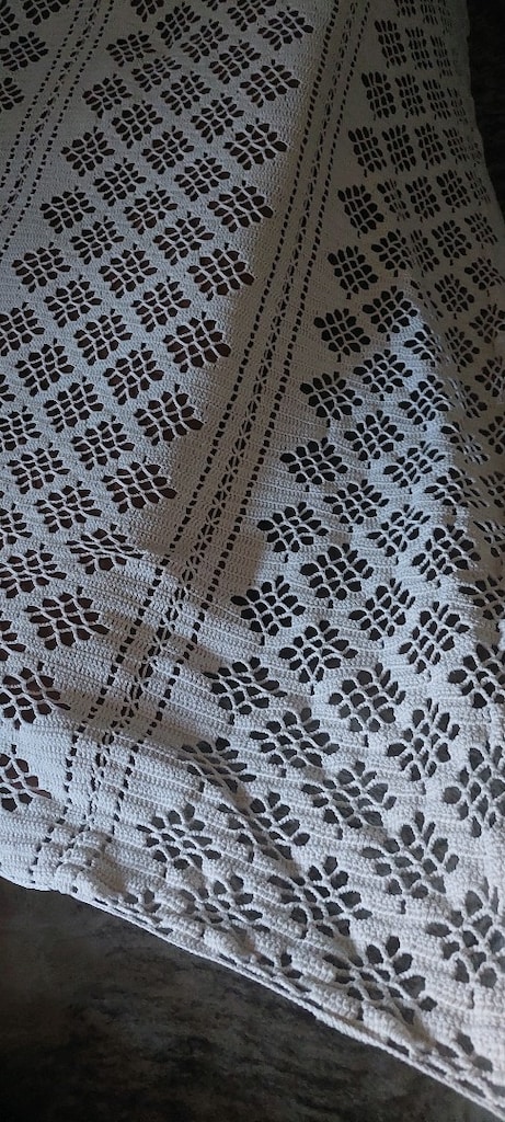 YATAK ÖRTÜ 210/200CM VİNTAGE AVRUPA KALIN DANTEL BEYAZ - 10