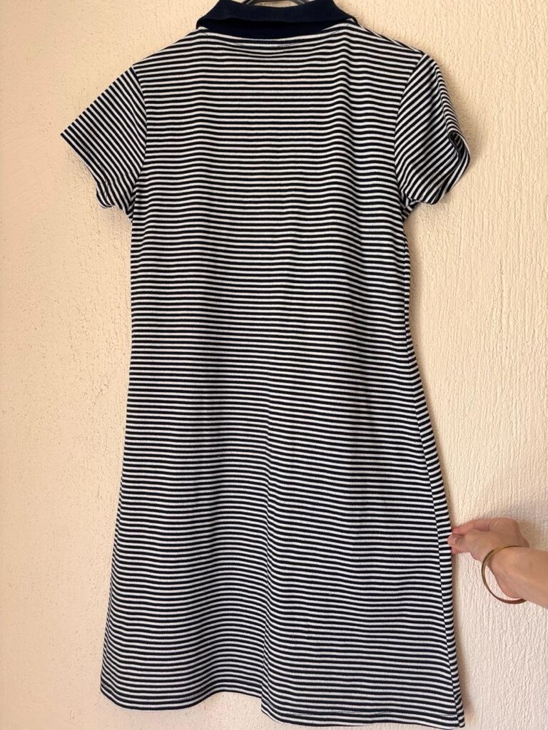 Lacivert Çizgili Polo Elbise - 3